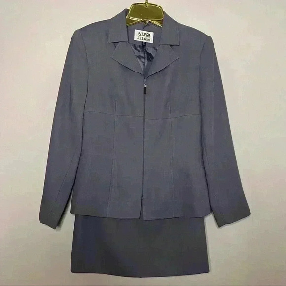 Kasper for ASL Skirt Suit, Gray, Size 4P, Zippered Front, EUC, Classic Like New - Picture 1 of 6